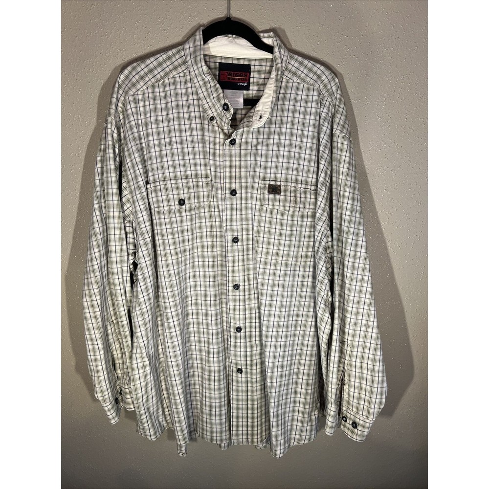 Men's Riggs by Wrangler Long Sleeve Work Shirt 3XL Plaid